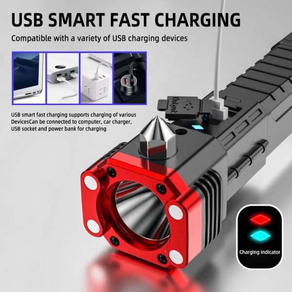 Multifunctional Heavy-Duty Magnetic Safety Rechargeable Flashlight Online Sale - Image 5